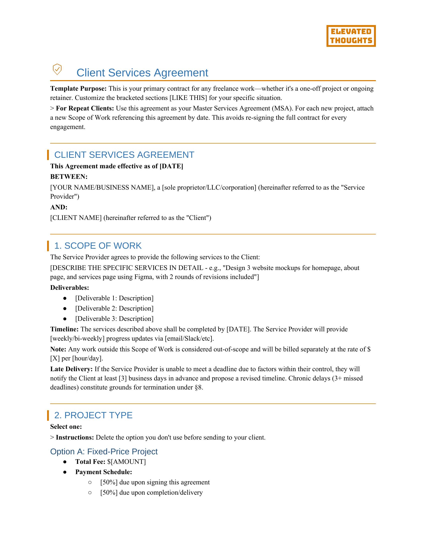 Client Services Agreement — Professional contract template