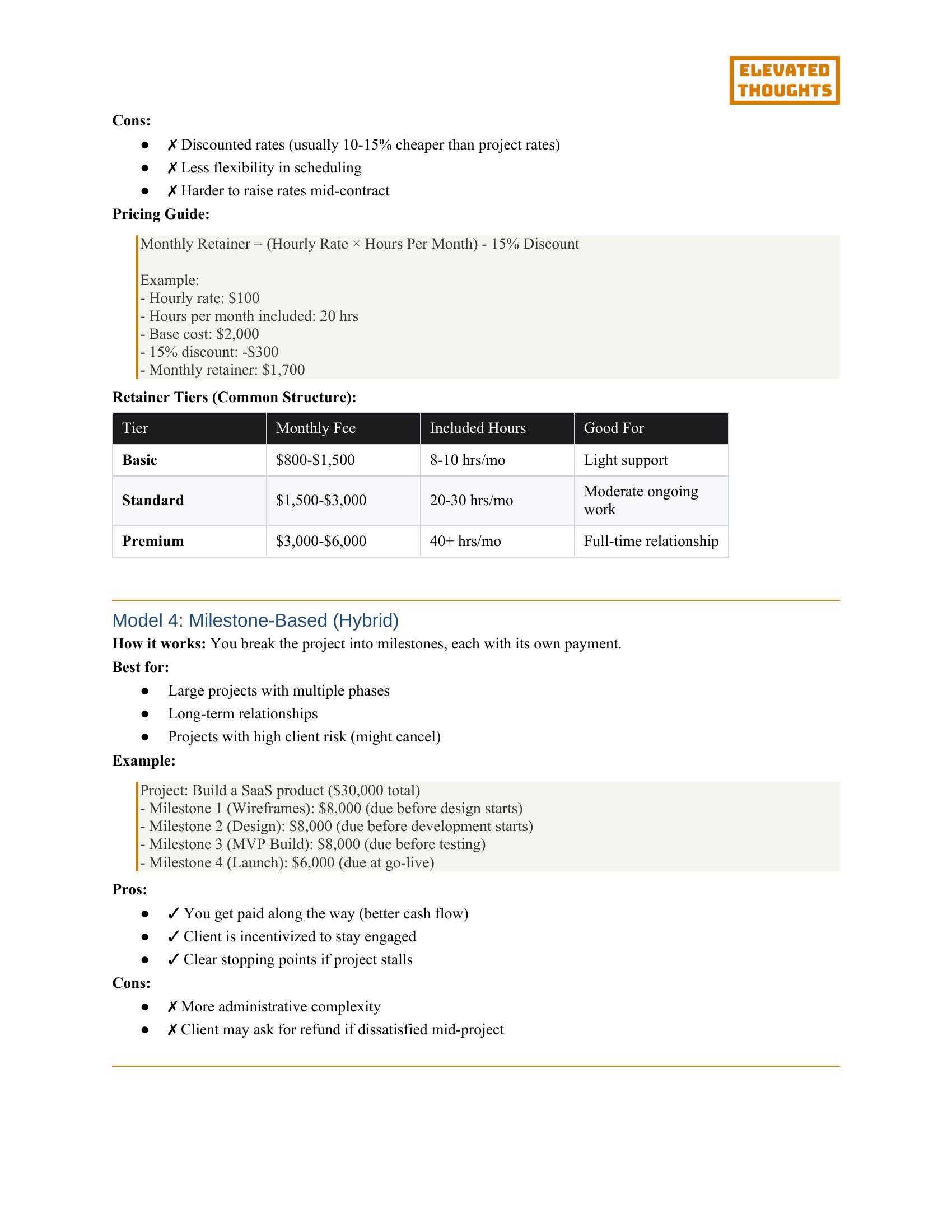Payment & Pricing Guide — Rate benchmarks and formulas